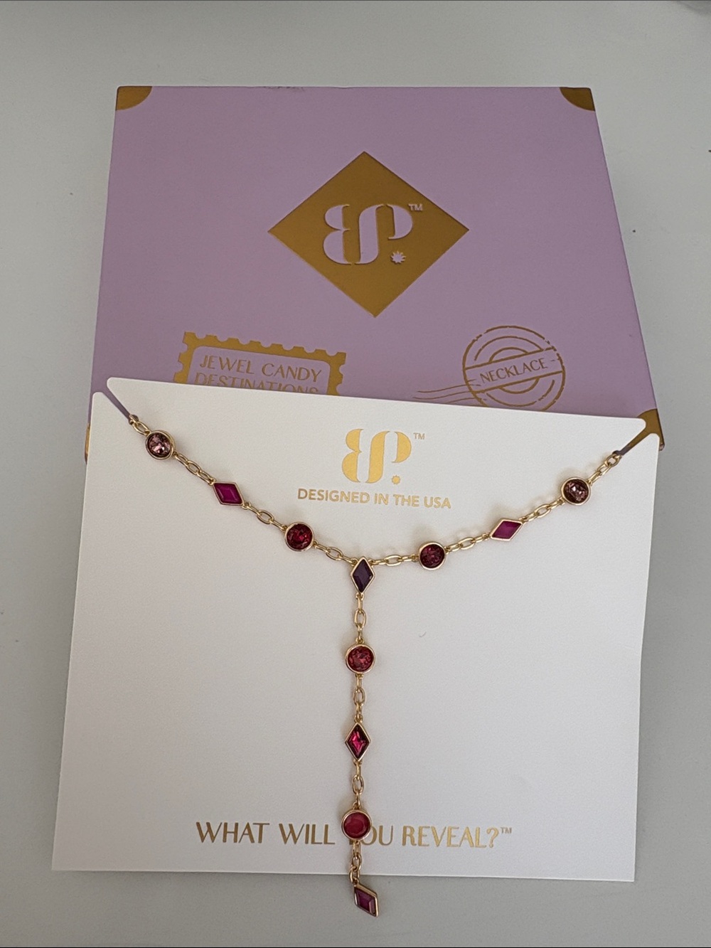 bp Gold Pink & Rose-Gold Y-Drop Necklace
